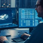 Automotive Ingenieur arbeitet mit CAD Software; umsetzung Mobility Concepts