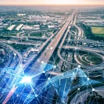 intelligentes Verkehrstechnologiekonzept, visuelles intelligentes System analysiert digitale Informationen durch Electronics & Software
