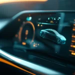 Ein digitales Armaturenbrett eines Fahrzeugs zeigt eine 3D-Visualisierung eines Autos sowie verschiedene Systeminformationen. In dieser Phase der PSS-Architektur und des System Designs wird die Benutzeroberfläche entwickelt, um sicherzustellen, dass alle Systeme funktional integriert und benutzerfreundlich sind, bevor die Verifizierung durchgeführt wird. A digital dashboard of a vehicle displays a 3D visualization of a car along with various system information. At this stage of PSS architecture and system design, the user interface is developed to ensure that all systems are functionally integrated and user-friendly before verification takes place.